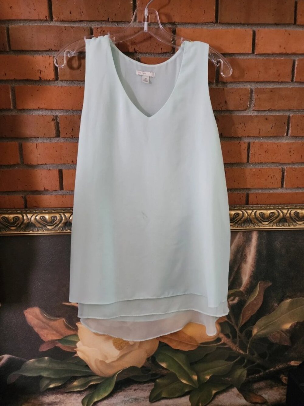 Cato 1949 Medium Seafoam Sleeveless Chiffon Blouse